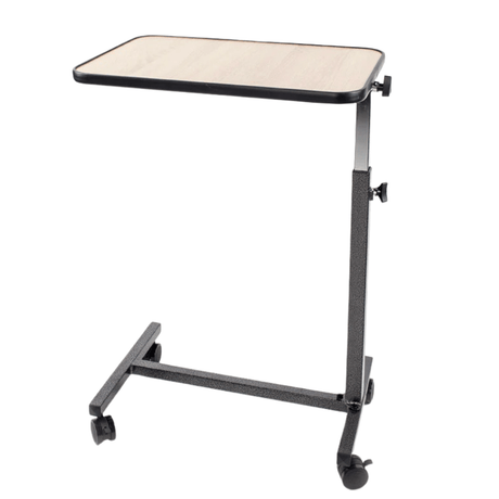 Sengebord med hjul i lyst træ - Seniorshop