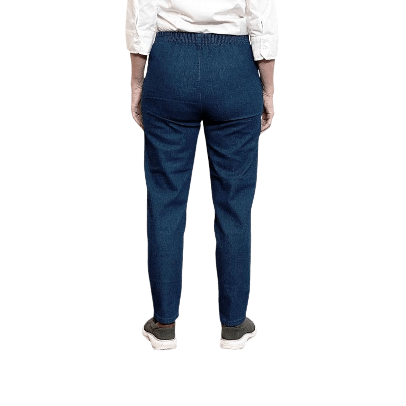 Damebukser med elastikkant - Mørk denim
