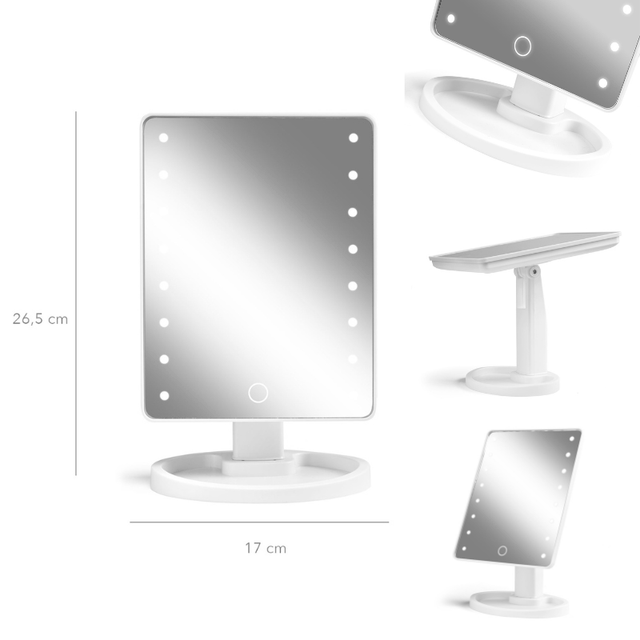 Makeup - spejl med lys - Hvid