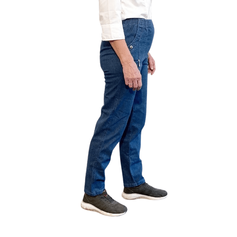 Damebukser med elastikkant - Blå denim