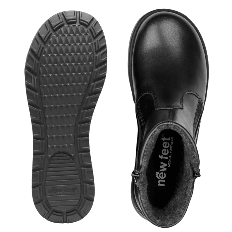 New Feet bred damestøvle - Sort
