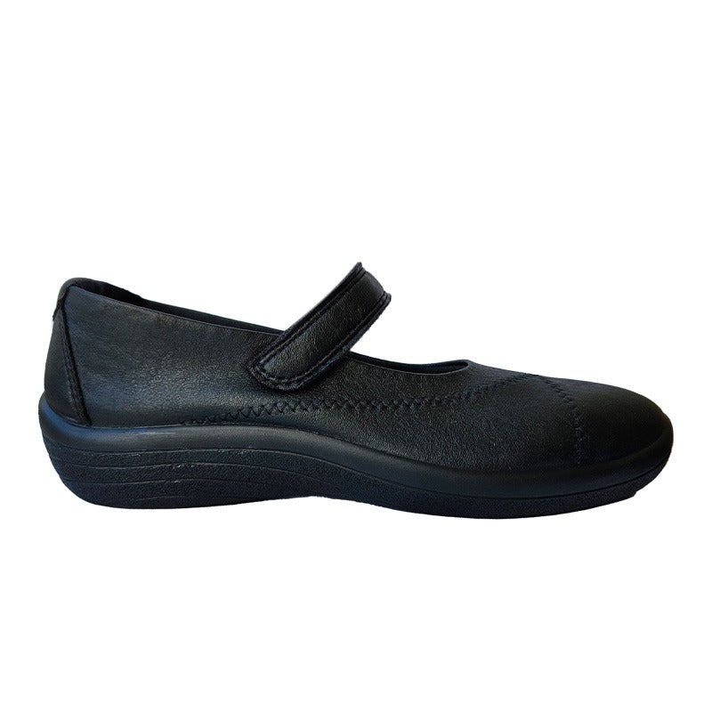 Arcopedico ballerina med velcro - Sort - Seniorshop
