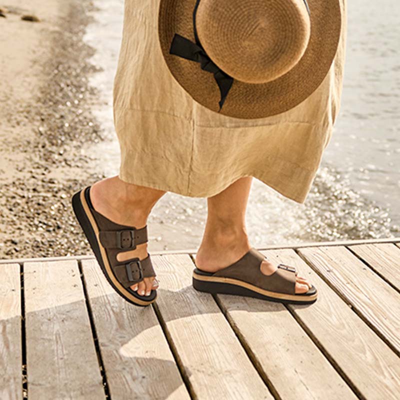 New Feet åben damesandal - Brun - Seniorshop