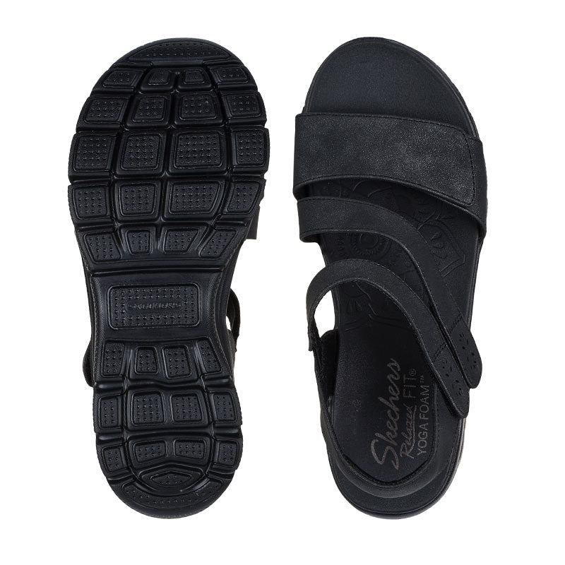 Skechers damesandal med velcro - Sort - Seniorshop