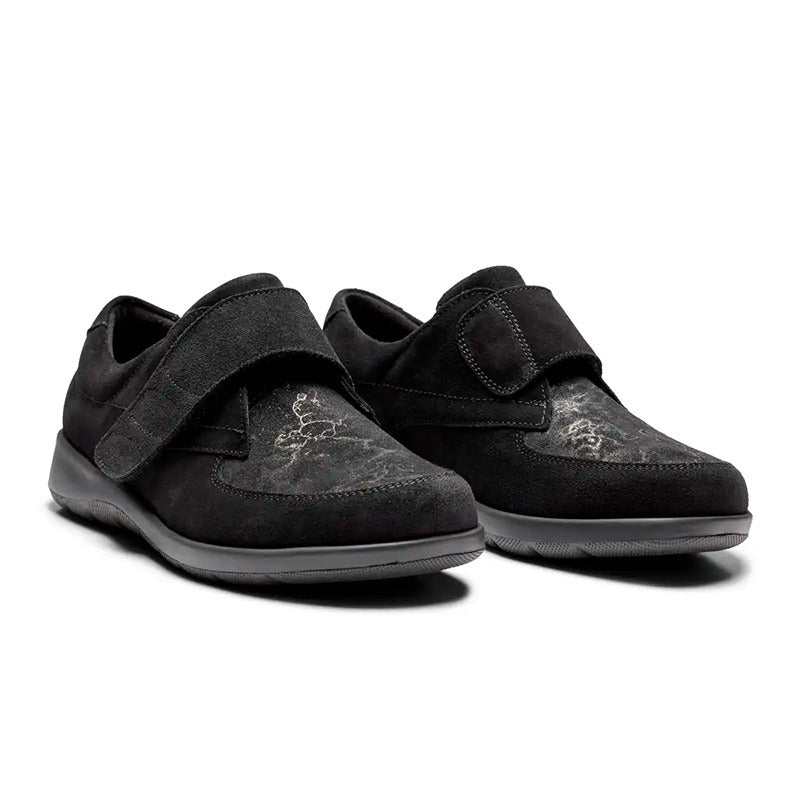 New Feet damesko med velcrorem - Sort - Seniorshop