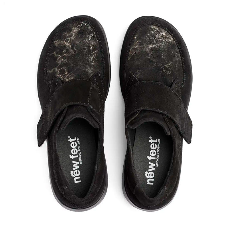 New Feet damesko med velcrorem - Sort - Seniorshop