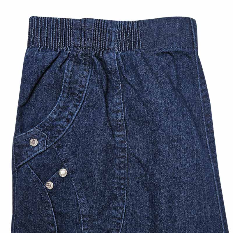 Damebukser med elastikkant - Mørk denim - Seniorshop