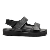 Herrensandale, Schwarzes Leder, New Feet