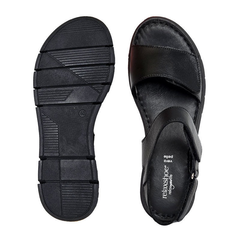 Women's Sandal with Wedge Heel, Black, Relaxshoe