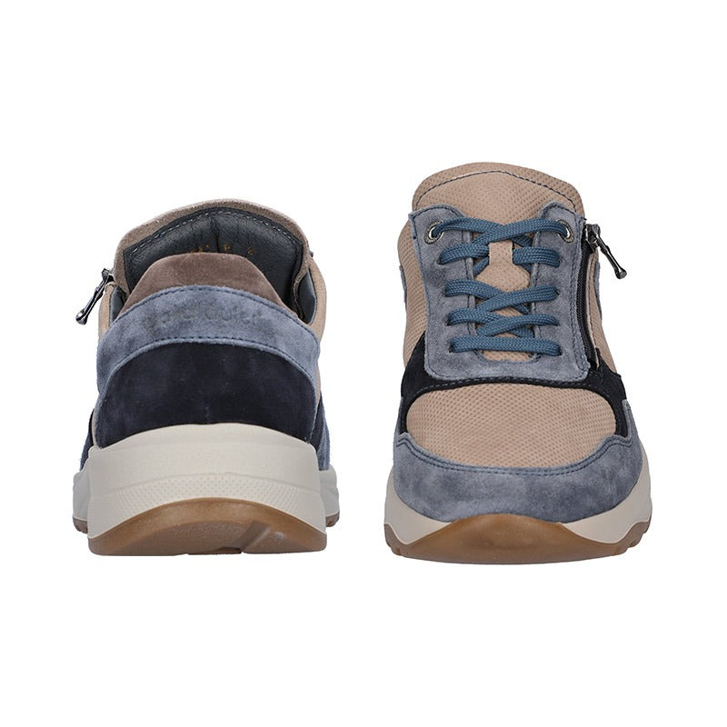 Men's Sneaker, Beige/Blue, Waldläufer