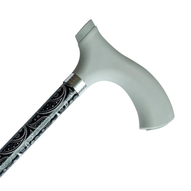 Cane, adjustable height, black paisley