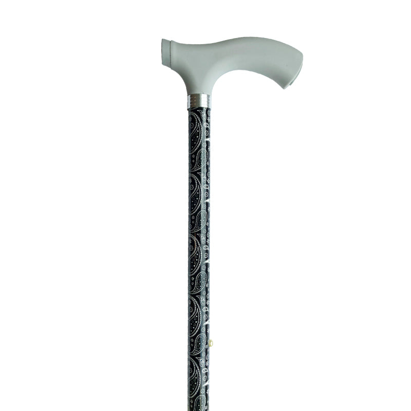Cane, adjustable height, black paisley
