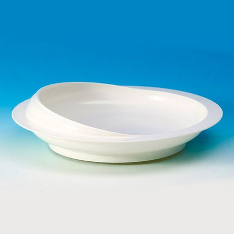 Plate with high rim and suction cup at the bottom