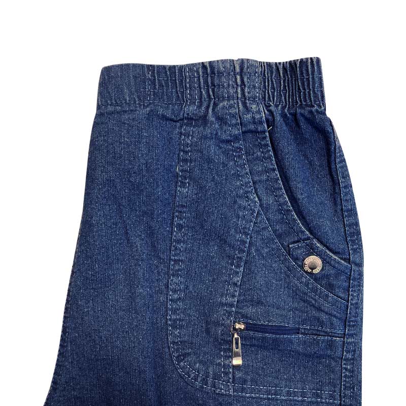 Damenhose mit elastischem Bund – Blau Denim